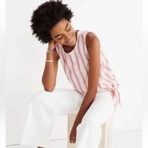 Madewell XS 100% cotton tie front sleeveless striped top